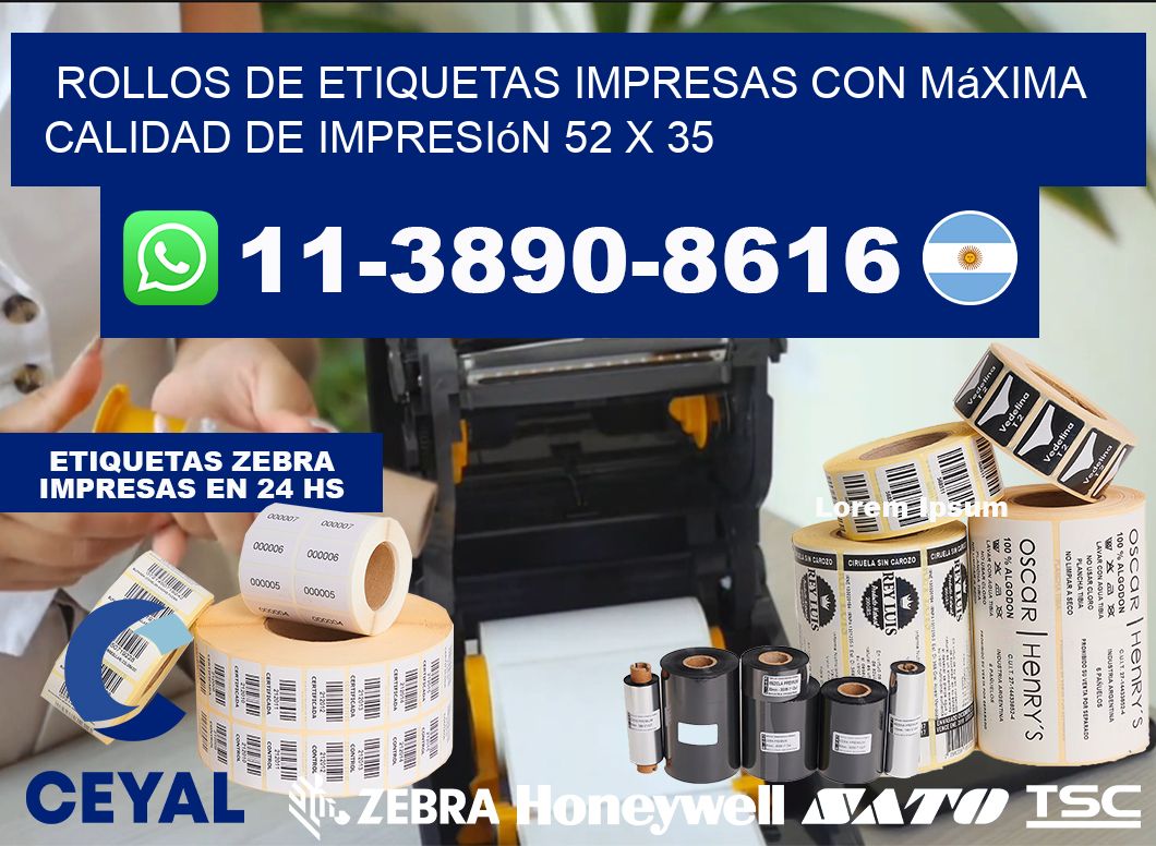 rollos de etiquetas impresas con máxima calidad de impresión 52 x 35
