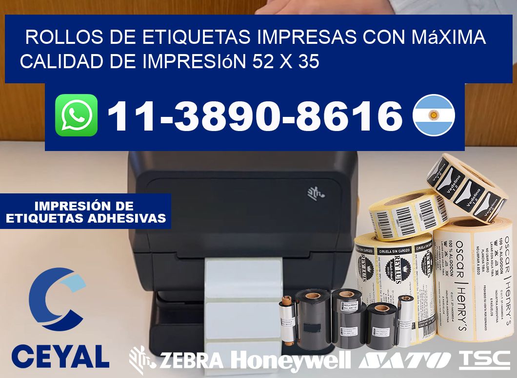 rollos de etiquetas impresas con máxima calidad de impresión 52 x 35