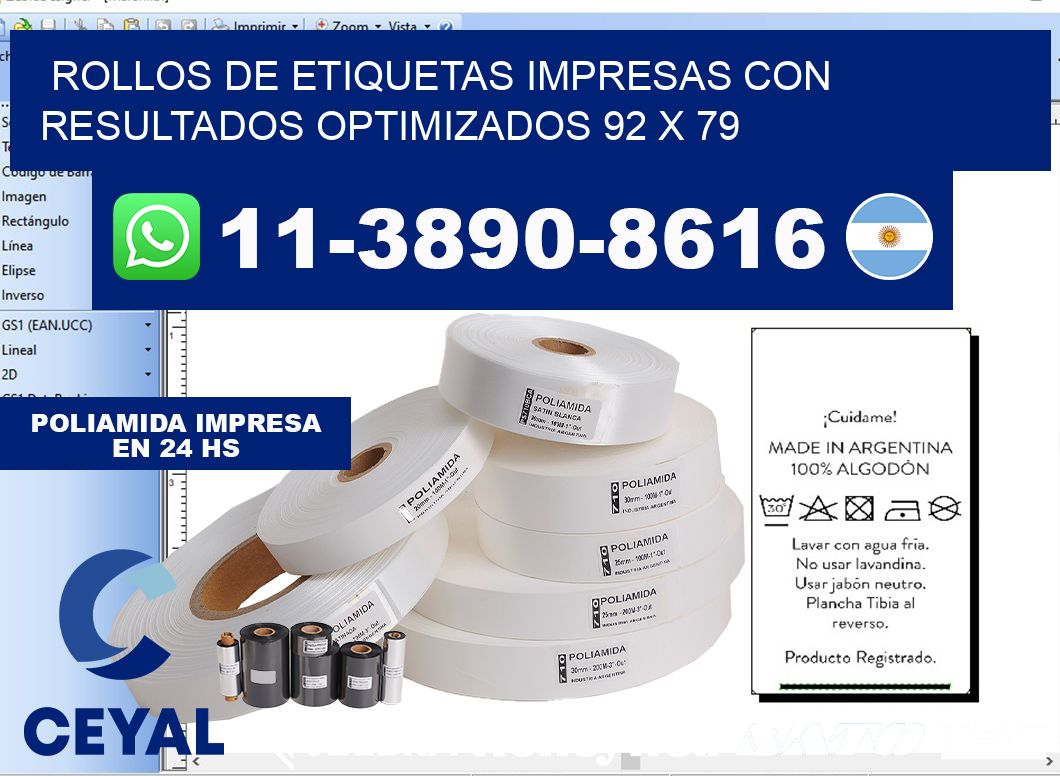 rollos de etiquetas impresas con resultados optimizados 92 x 79