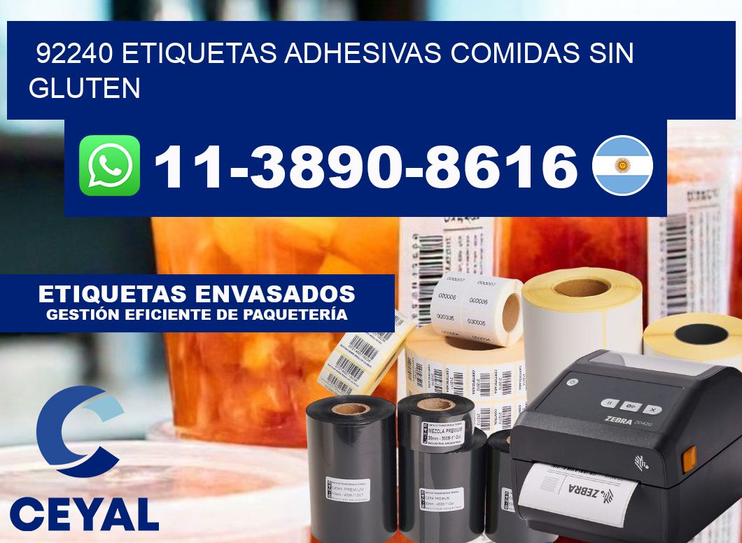 92240 etiquetas adhesivas comidas sin gluten