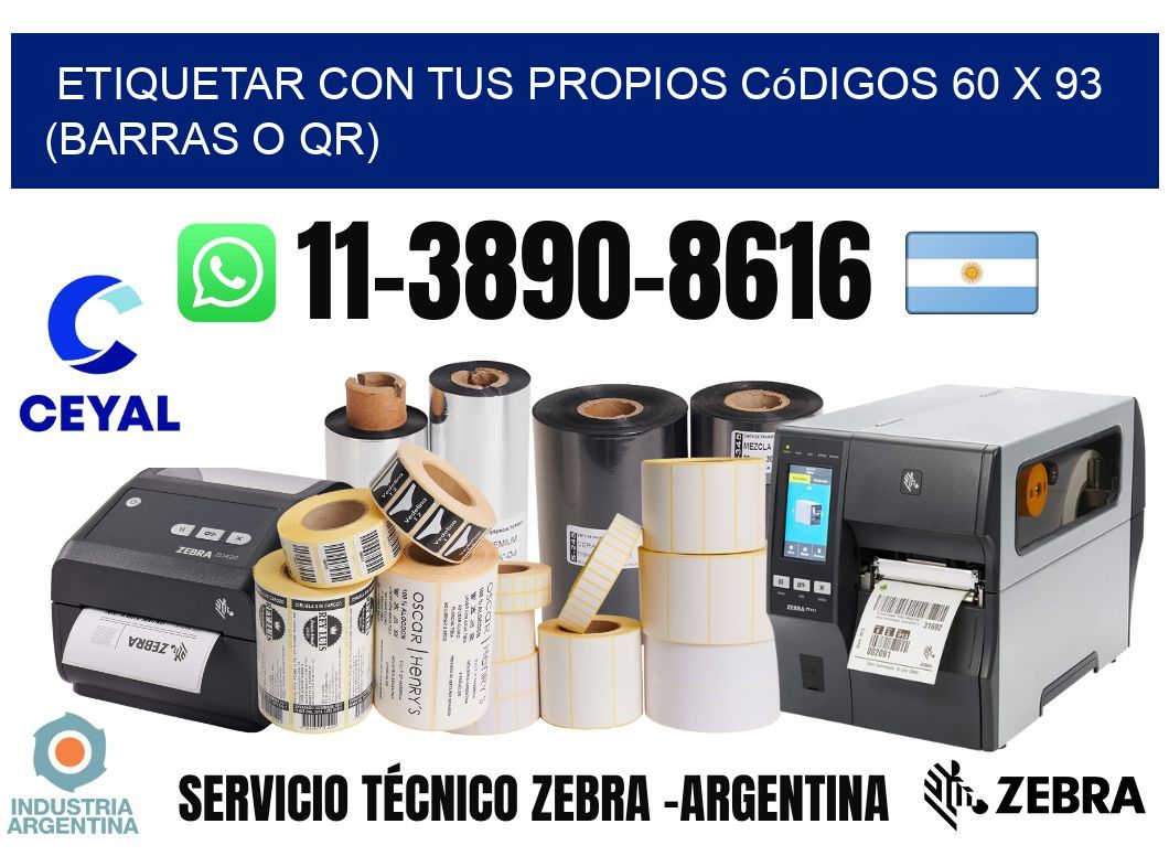 Etiquetar con tus propios códigos 60 x 93 (barras o QR)