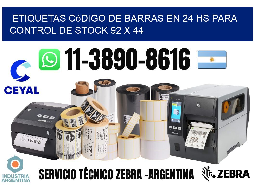 Etiquetas código de barras en 24 hs para control de stock 92 x 44
