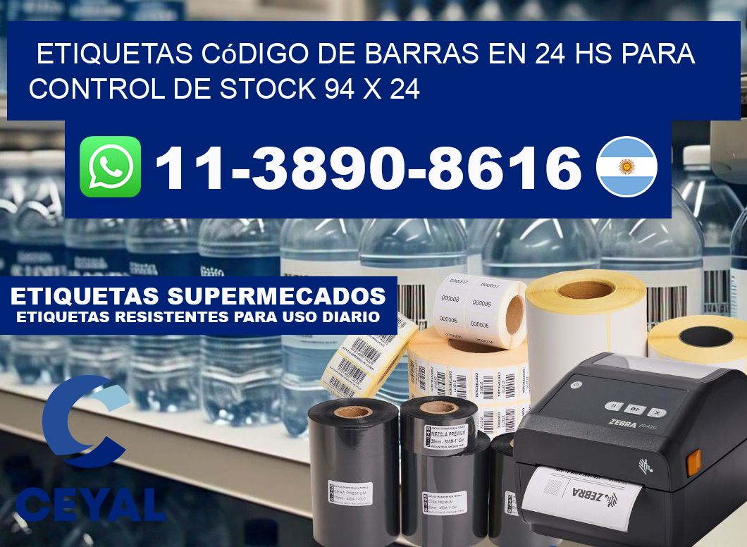 Etiquetas código de barras en 24 hs para control de stock 94 x 24