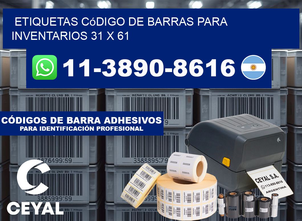 Etiquetas código de barras para inventarios 31 x 61