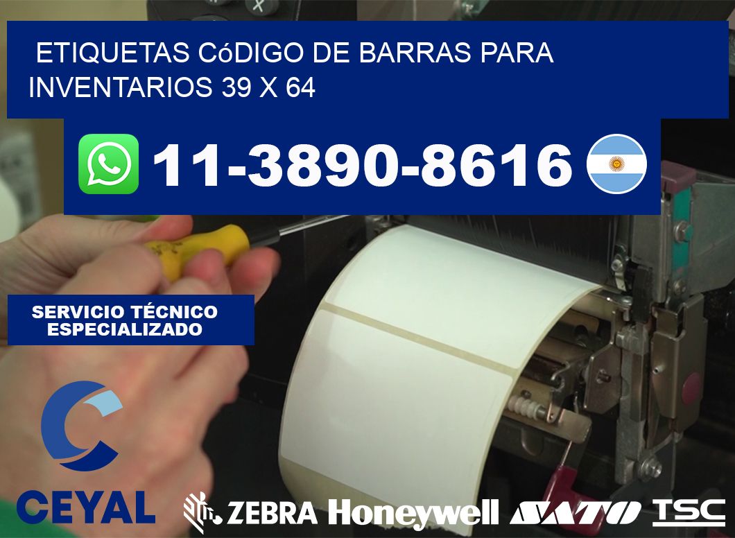 Etiquetas código de barras para inventarios 39 x 64