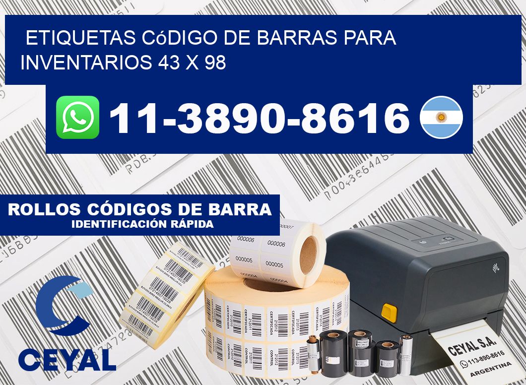 Etiquetas código de barras para inventarios 43 x 98