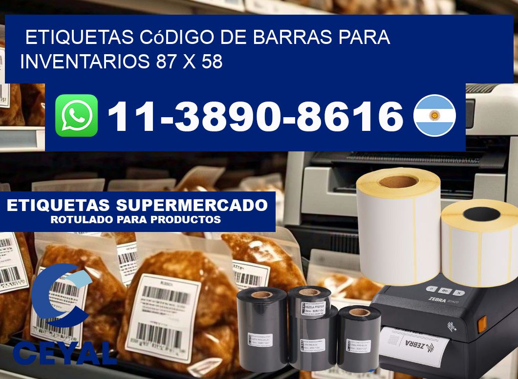 Etiquetas código de barras para inventarios 87 x 58