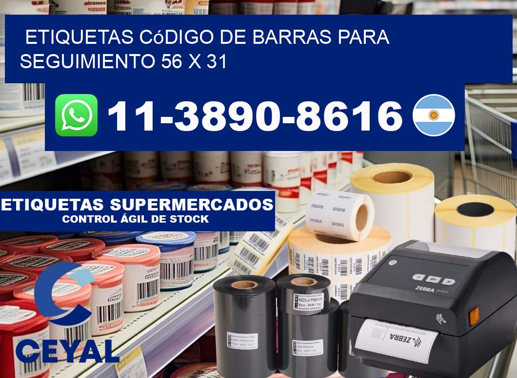 Etiquetas código de barras para seguimiento 56 x 31