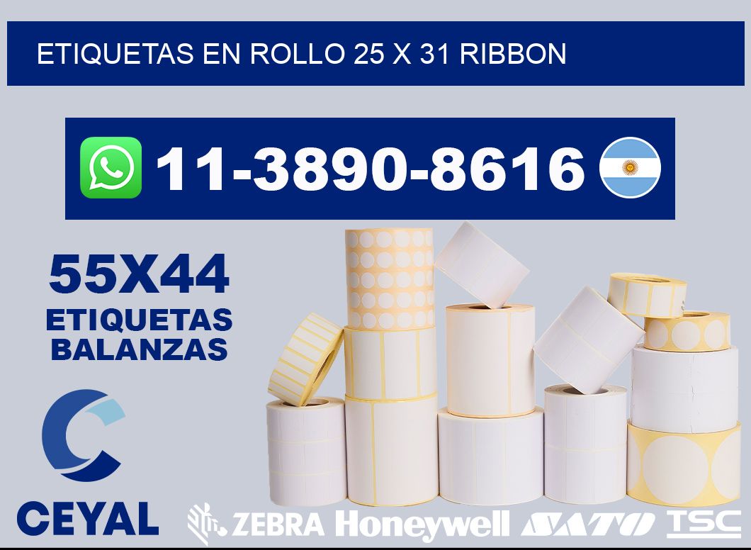 Etiquetas en rollo 25 x 31 ribbon
