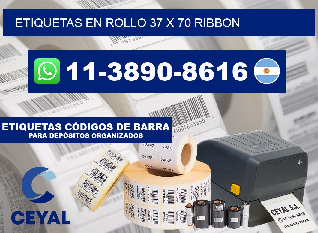 Etiquetas en rollo 37 x 70 ribbon