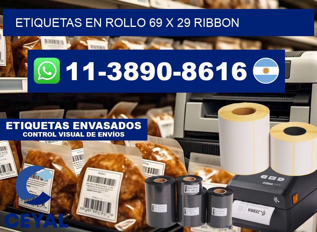 Etiquetas en rollo 69 x 29 ribbon