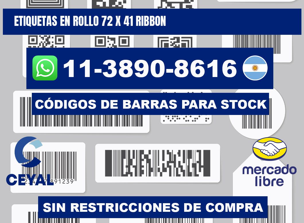 Etiquetas en rollo 72 x 41 ribbon