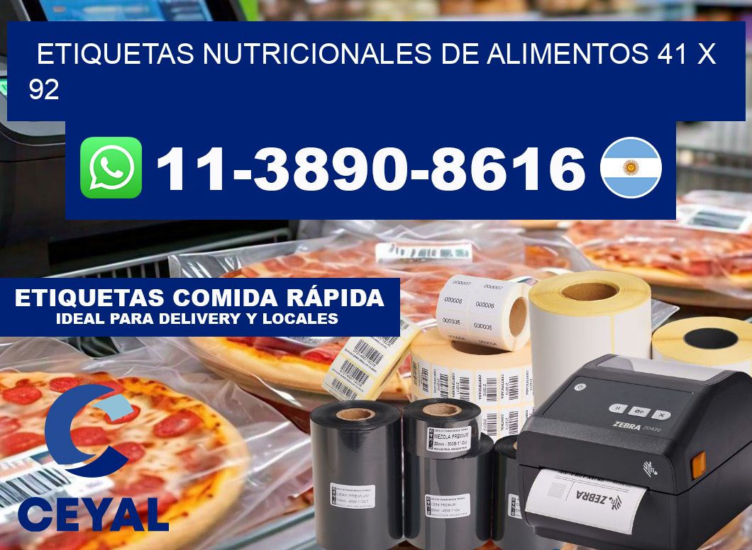 Etiquetas nutricionales de alimentos 41 x 92