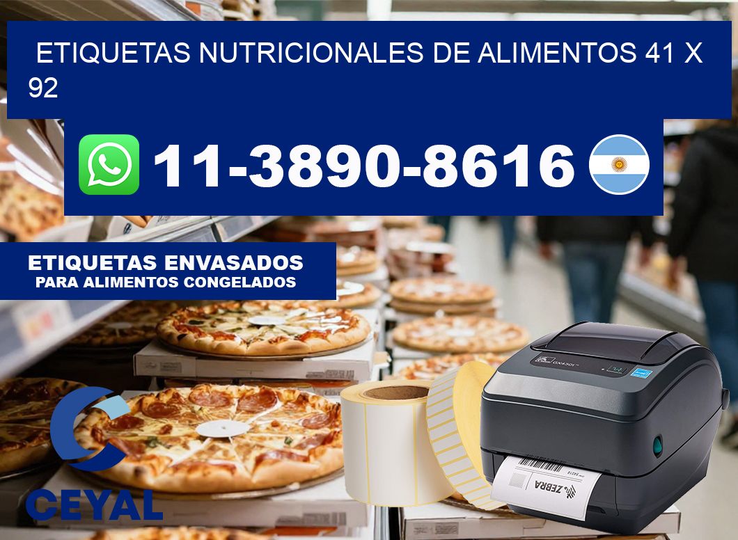 Etiquetas nutricionales de alimentos 41 x 92