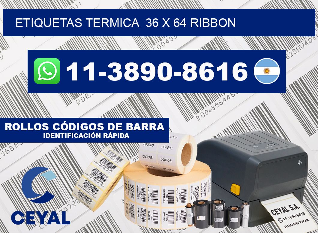 Etiquetas termica  36 x 64 ribbon