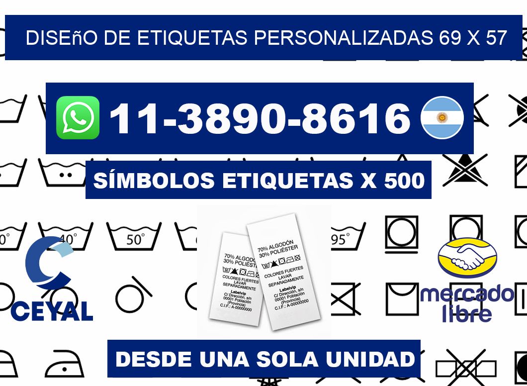diseño de etiquetas personalizadas 69 x 57