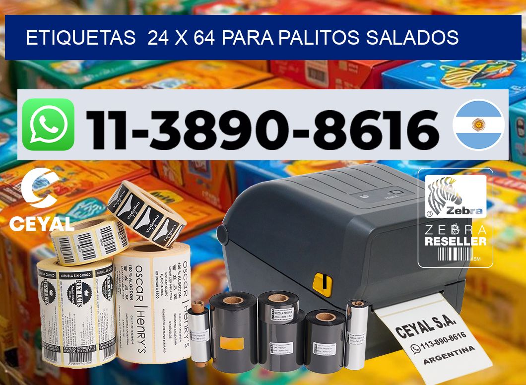 etiquetas  24 x 64 para Palitos salados
