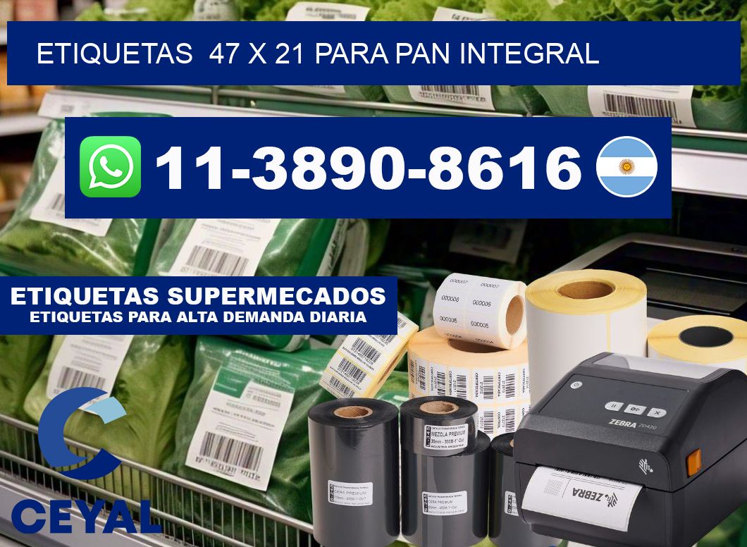 etiquetas  47 x 21 para Pan integral
