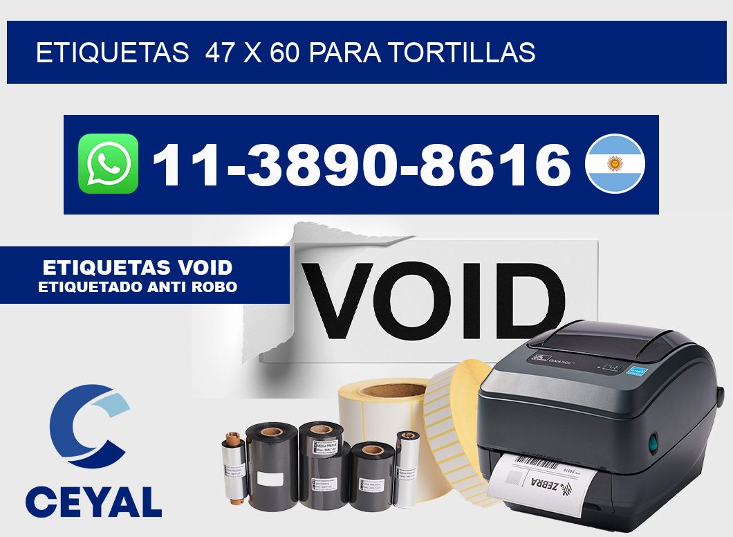 etiquetas 47 x 60 para Tortillas