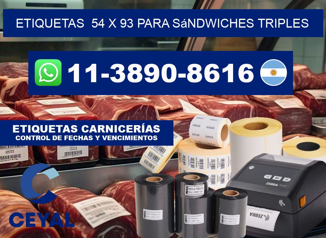 etiquetas  54 x 93 para Sándwiches triples
