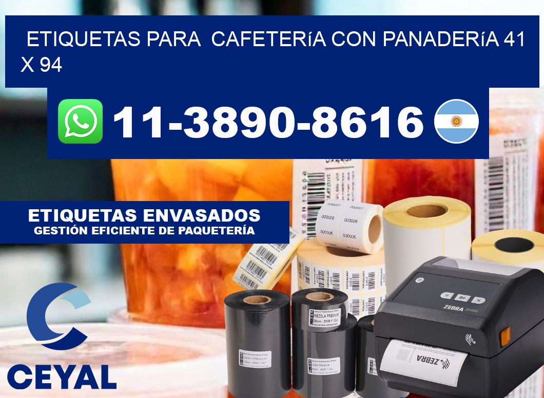 etiquetas para Cafetería con panadería 41 x 94