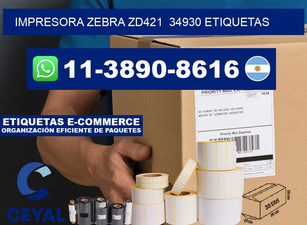 impresora zebra zd421  34930 etiquetas