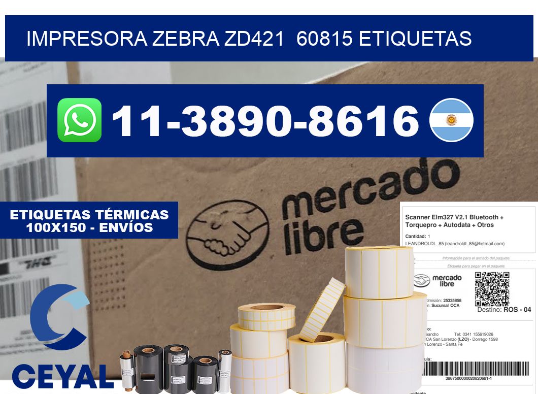impresora zebra zd421  60815 etiquetas
