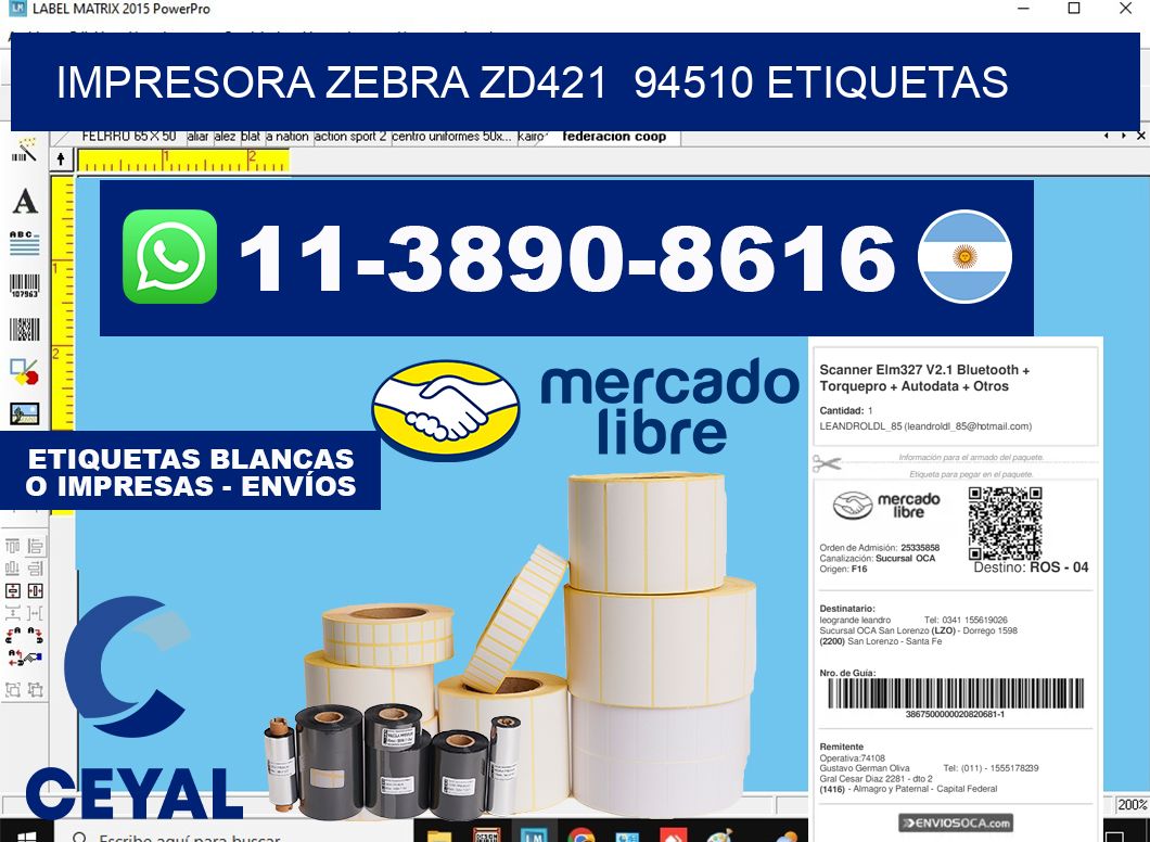 impresora zebra zd421  94510 etiquetas