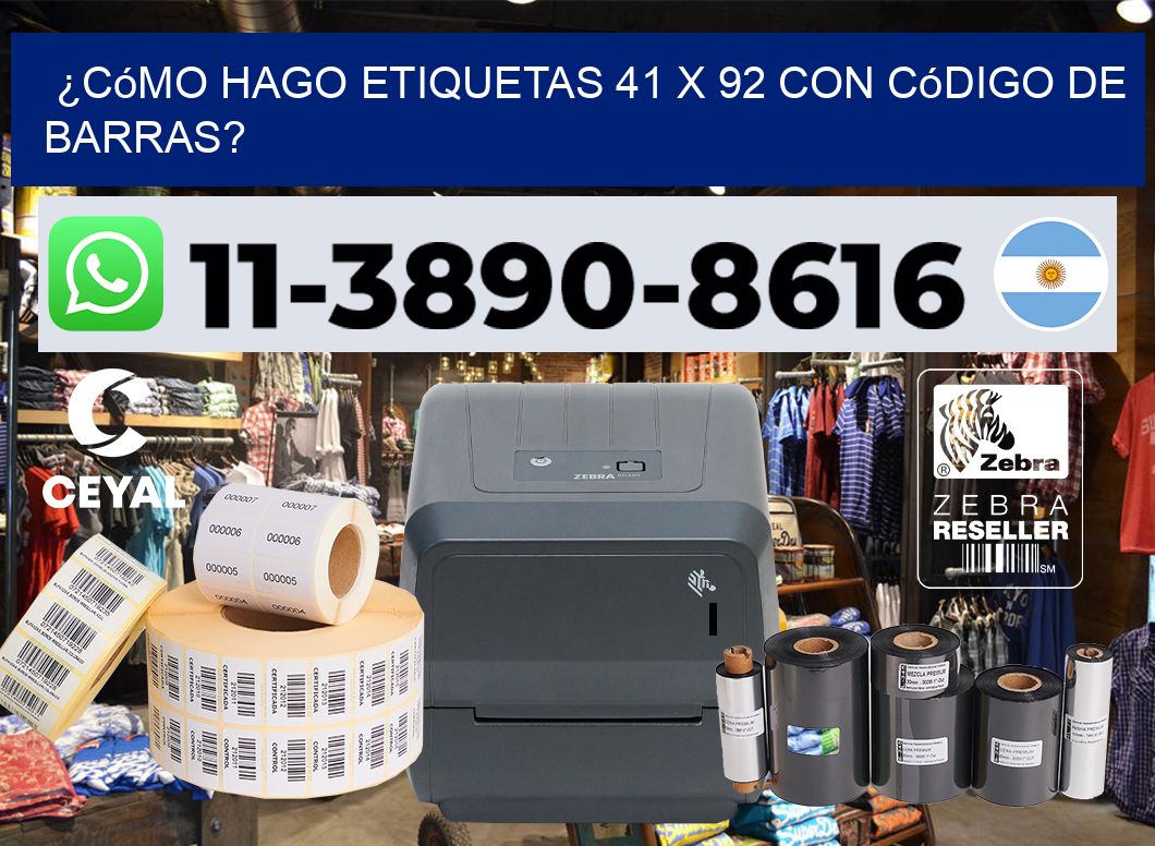 ¿Cómo hago etiquetas 41 x 92 con código de barras?