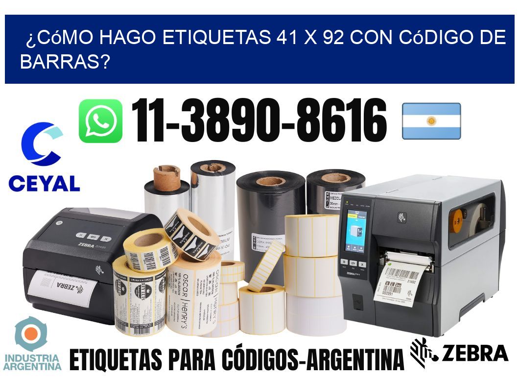 ¿Cómo hago etiquetas 41 x 92 con código de barras?