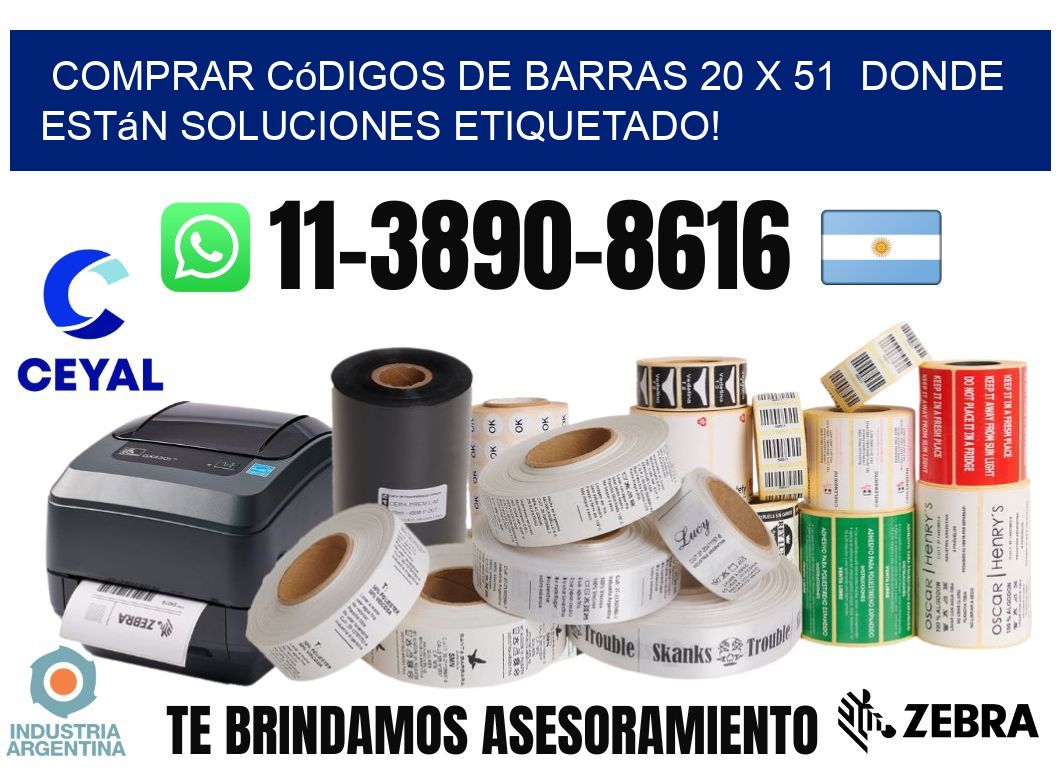 Comprar códigos de barras 20 x 51  donde están soluciones etiquetado!