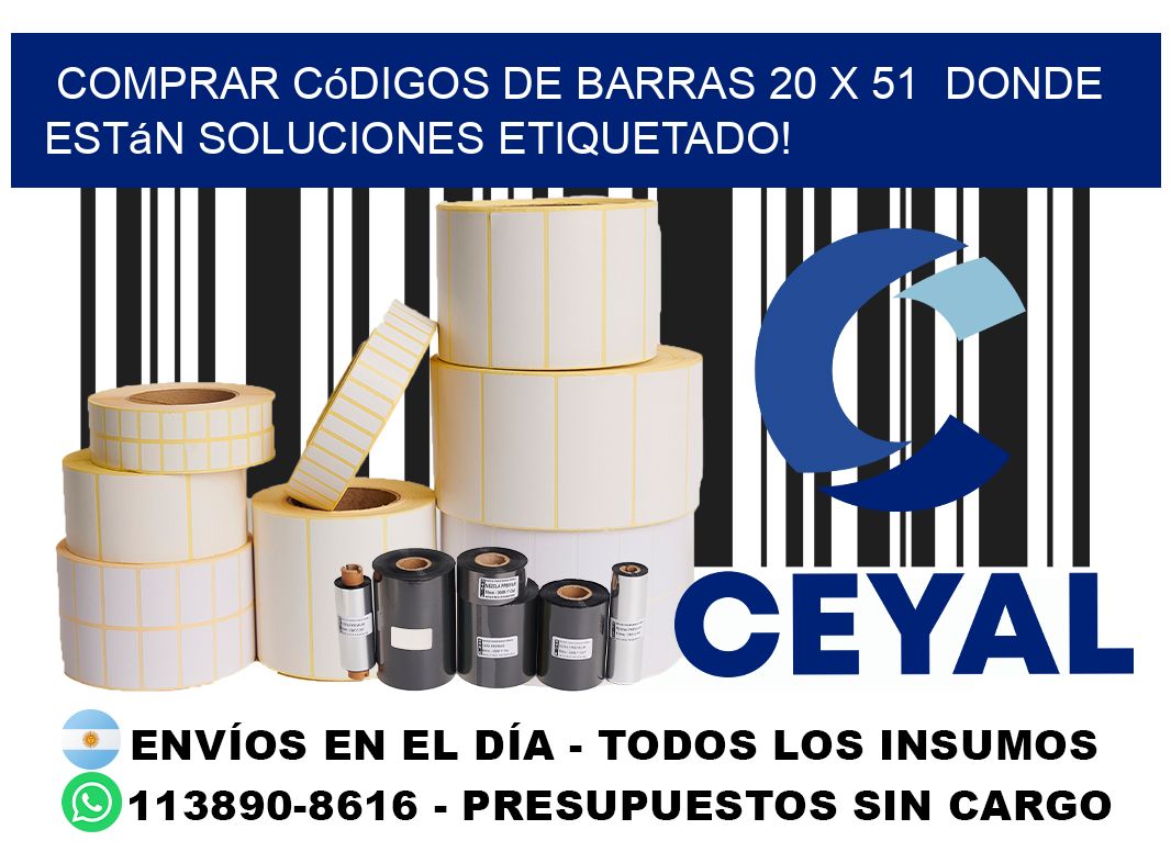 Comprar códigos de barras 20 x 51  donde están soluciones etiquetado!