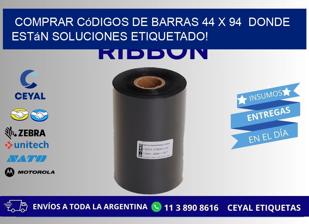 Comprar códigos de barras 44 x 94  donde están soluciones etiquetado!