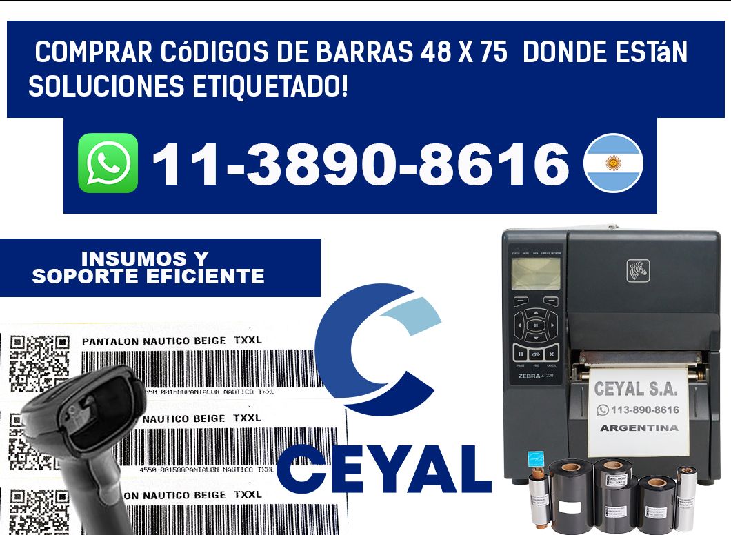 Comprar códigos de barras 48 x 75  donde están soluciones etiquetado!