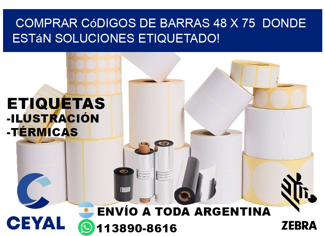 Comprar códigos de barras 48 x 75  donde están soluciones etiquetado!