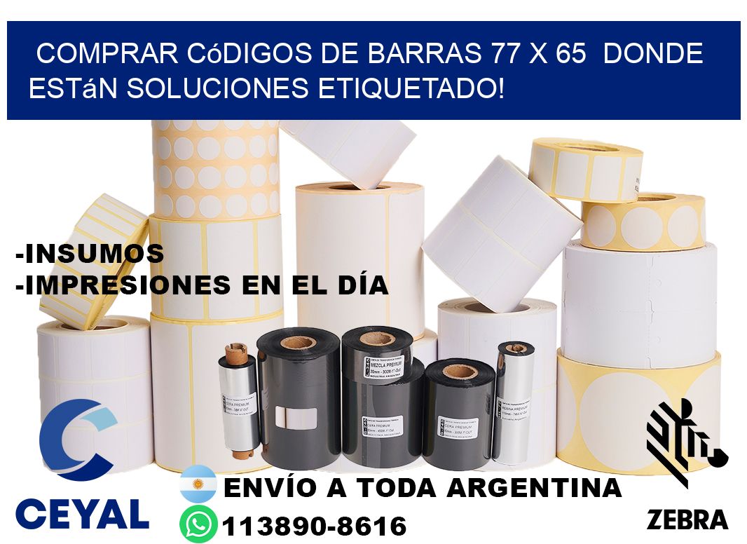 Comprar códigos de barras 77 x 65  donde están soluciones etiquetado!