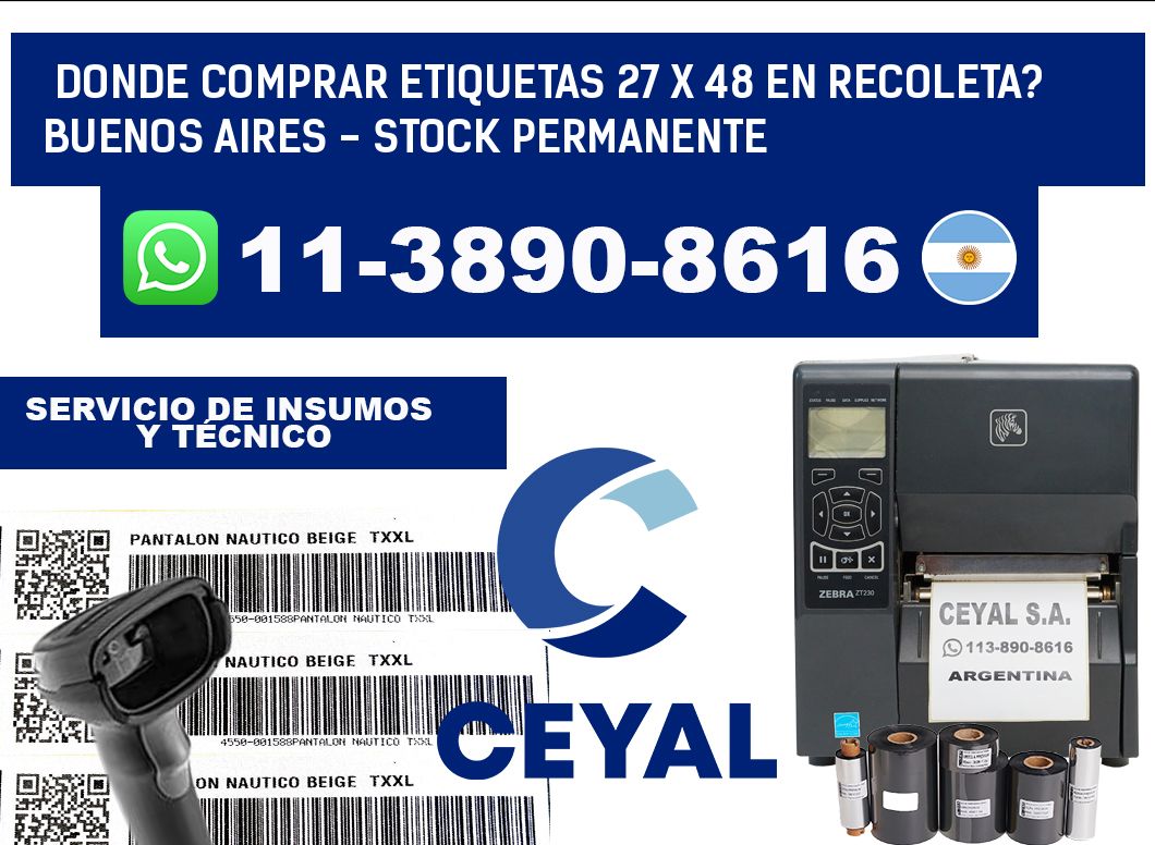 Donde Comprar etiquetas 27 x 48 en RECOLETA? Buenos Aires - Stock permanente