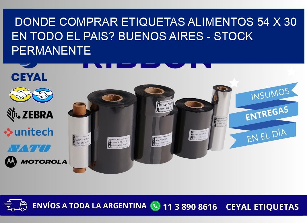 Donde Comprar etiquetas alimentos 54 x 30 en TODO EL PAIS? Buenos Aires - Stock permanente