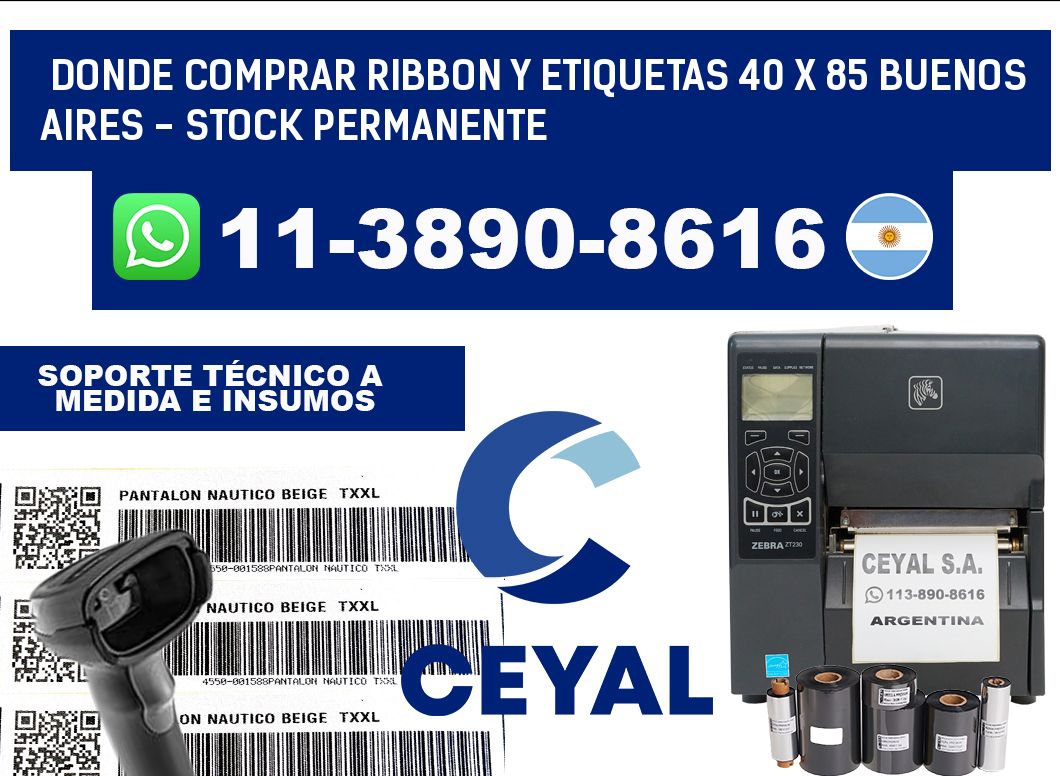 Donde Comprar ribbon y etiquetas 40 x 85 Buenos Aires - Stock permanente