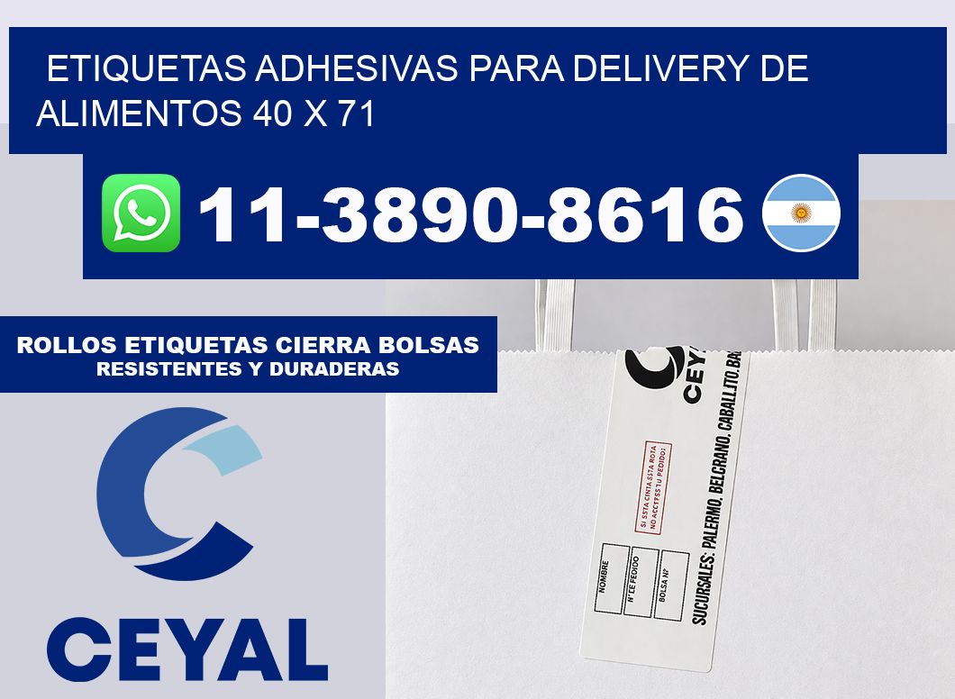 ETIQUETAS ADHESIVAS PARA DELIVERY DE ALIMENTOS 40 x 71