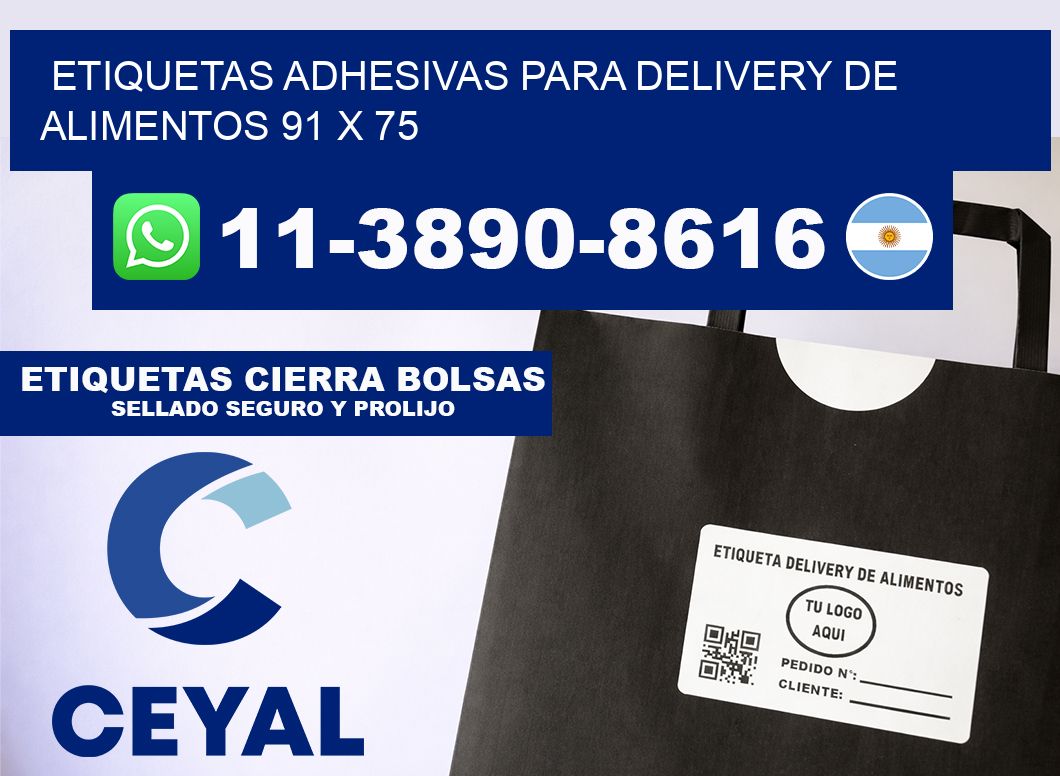 ETIQUETAS ADHESIVAS PARA DELIVERY DE ALIMENTOS 91 x 75