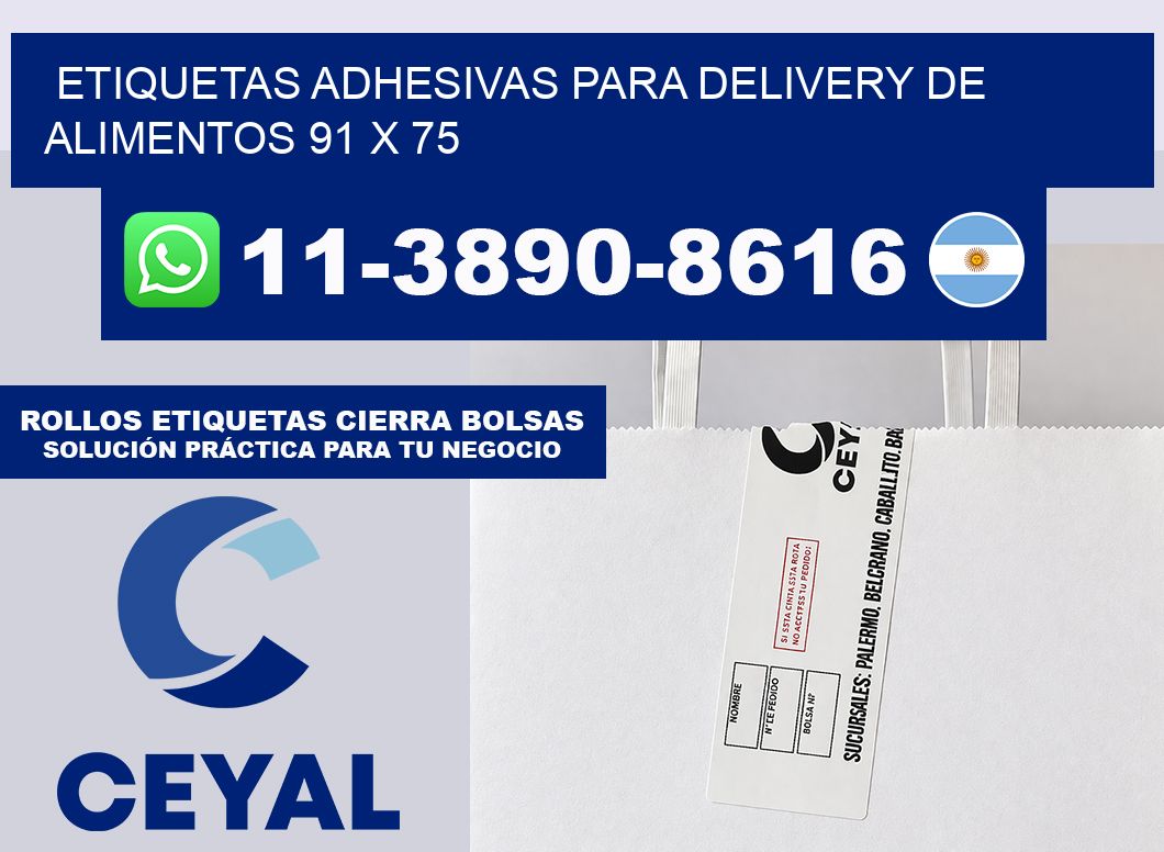 ETIQUETAS ADHESIVAS PARA DELIVERY DE ALIMENTOS 91 x 75