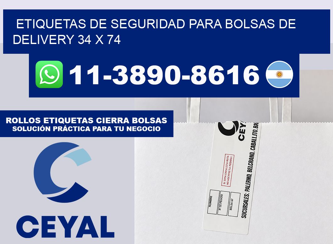 ETIQUETAS DE SEGURIDAD PARA BOLSAS DE DELIVERY 34 x 74