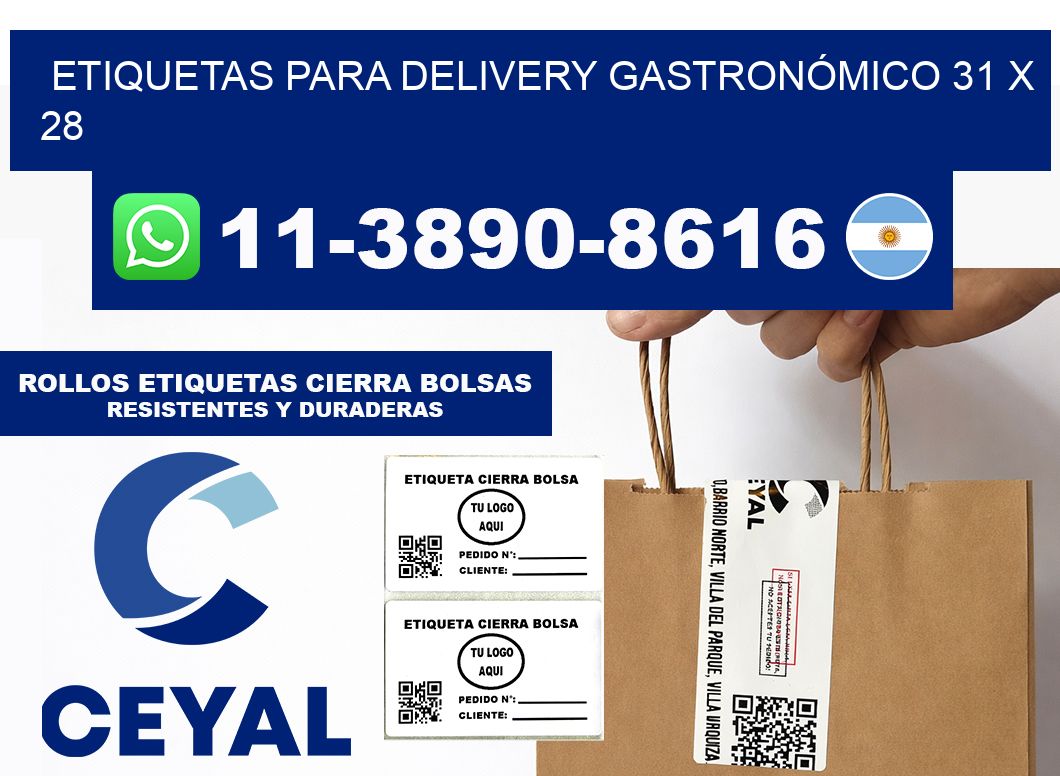 ETIQUETAS PARA DELIVERY GASTRONÓMICO 31 x 28