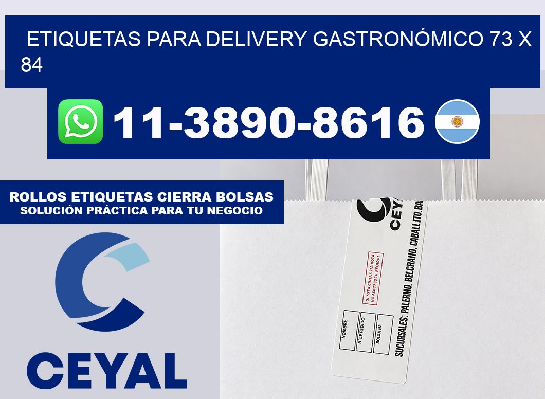 ETIQUETAS PARA DELIVERY GASTRONÓMICO 73 x 84