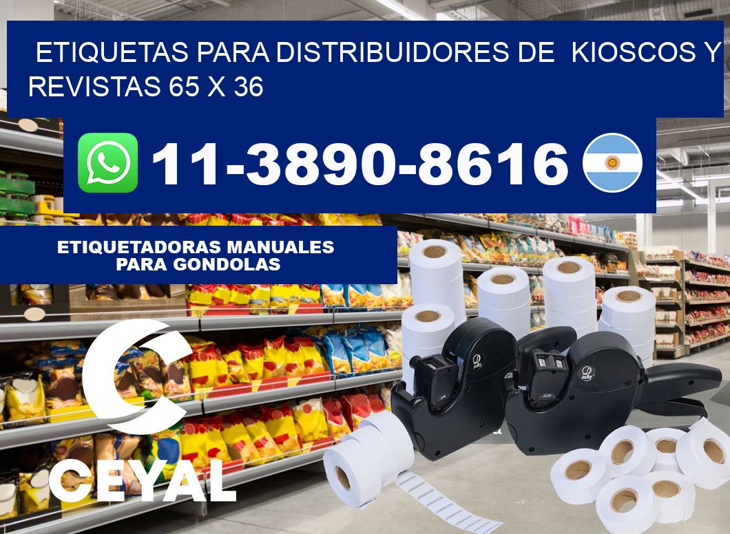 Etiquetas para distribuidores de kioscos y revistas 65 x 36