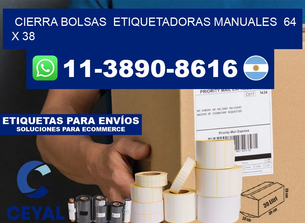 cierra bolsas  Etiquetadoras Manuales  64 x 38