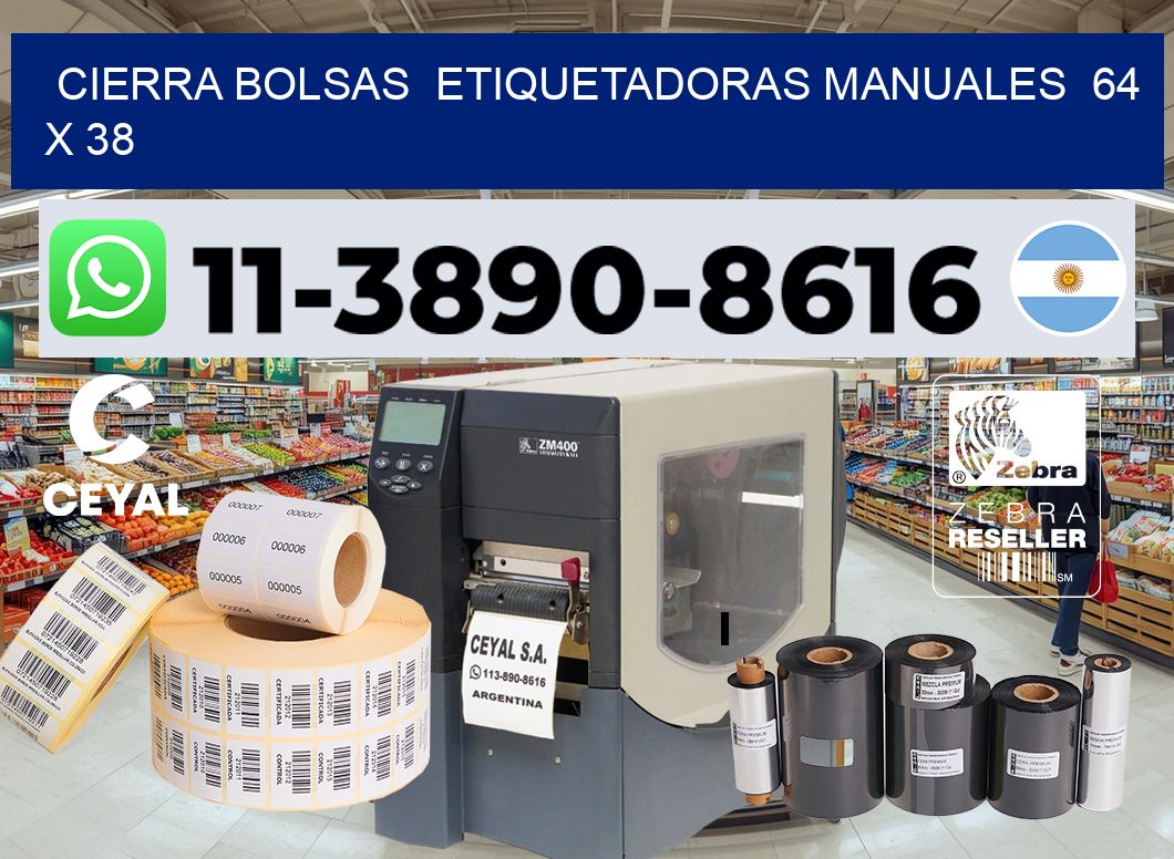 cierra bolsas  Etiquetadoras Manuales  64 x 38