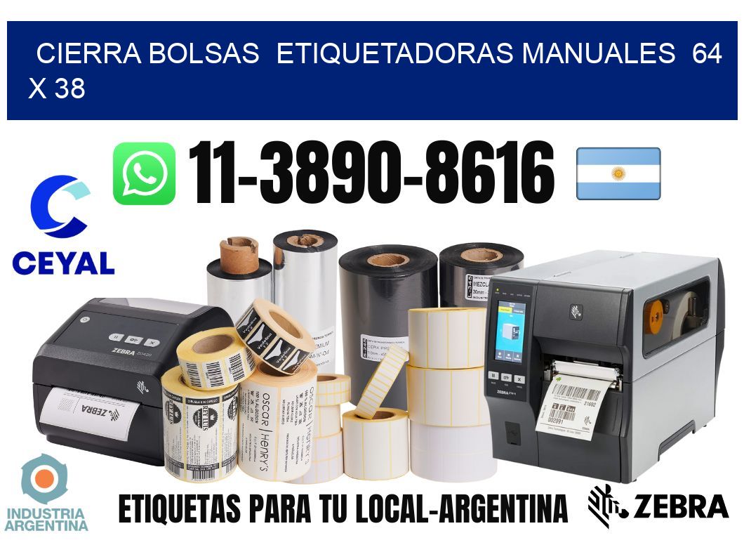 cierra bolsas  Etiquetadoras Manuales  64 x 38