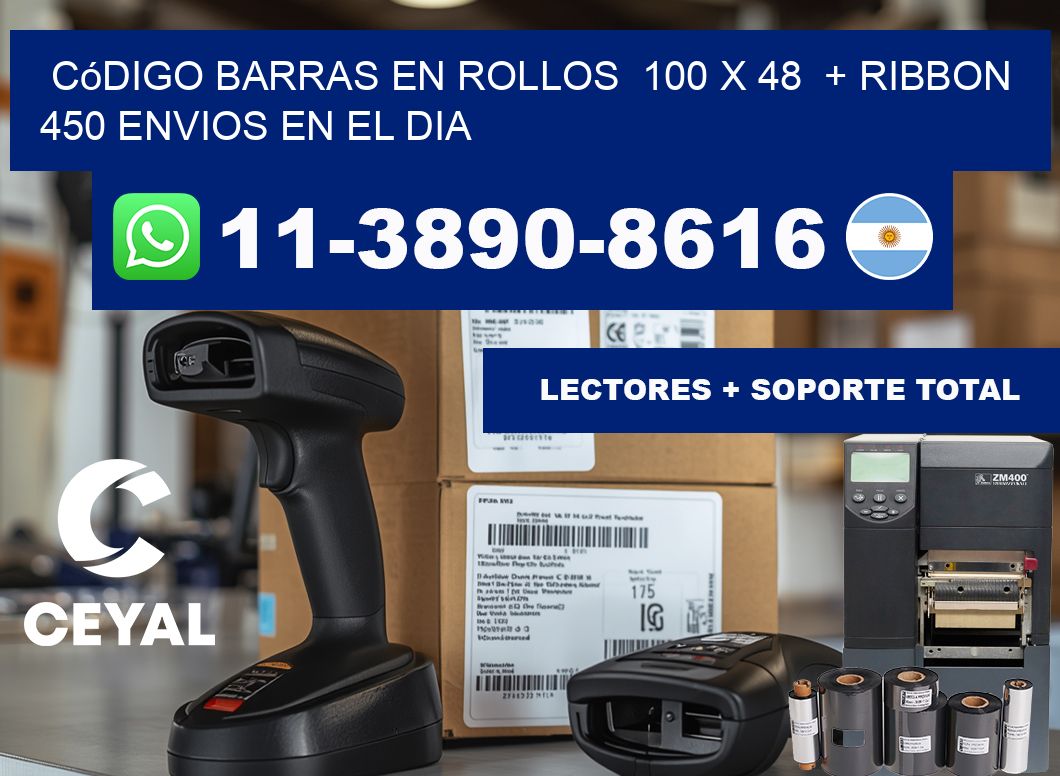 código barras en rollos  100 x 48  + ribbon  450 Envios en el dia
